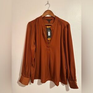 🟤 Banana Republic- CREPE VOLUME-SLEEVE BLOUSE - XXL